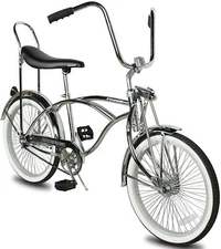 20'' Lowrider Bike Retro Classic Style Chrome Beach Cruiser Bike Springer Fork