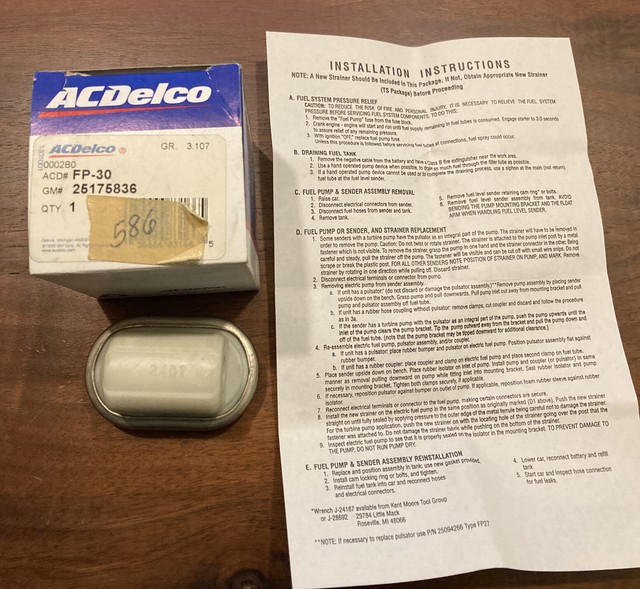 Fuel Pump PulsatorPulse Dampener ACDelco FP30 for sale online eBay