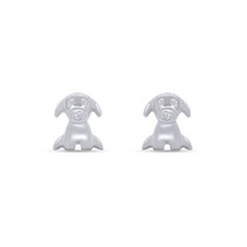 Dog Screwback Baby Girls Earrings 925 Sterling Silver Round Cut Cubic Zirconia