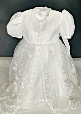 Baby Girl Christening embroidered organza christening baptism gown size 2
