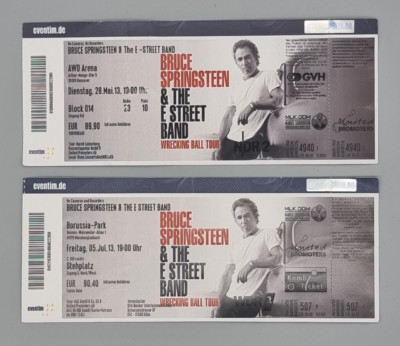 A pair of two Bruce Springsteen 2013 Wrecking Ball Tour Tickets