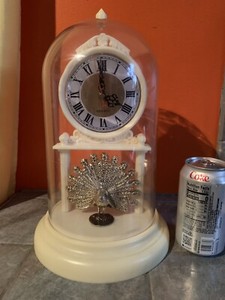 Vintage Unique Mantel Clock With Fireplace Peacock With Dome Ebay