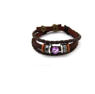Bracelet à Pression élégant Ridex En Cuir Noir/marron Avec Cristal Neuf