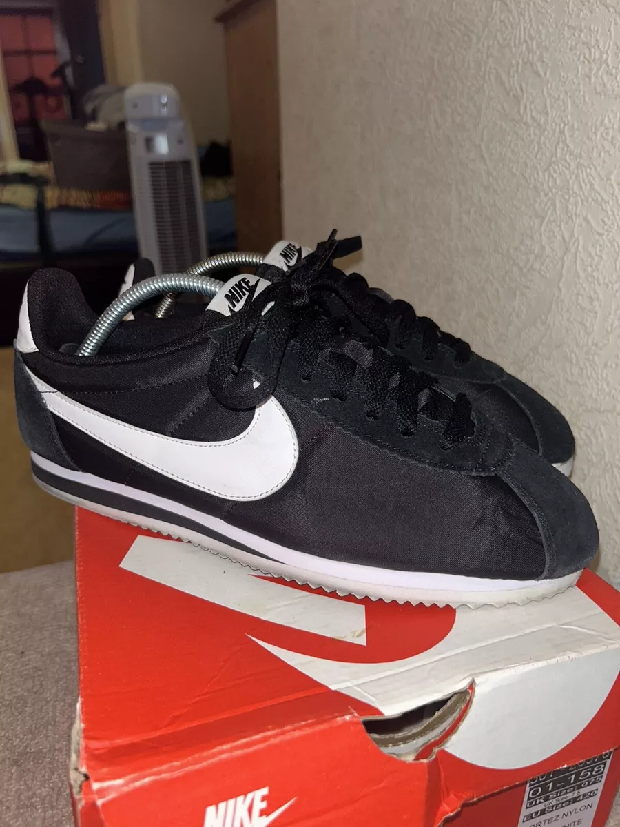 Nike cortez black and white nylon sale