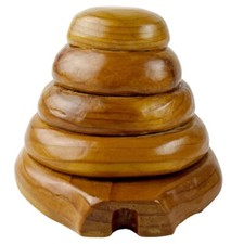 Primitive Carved Wood Honey Beehive Bee Skep Figurine Hand Made Antique Style 3"