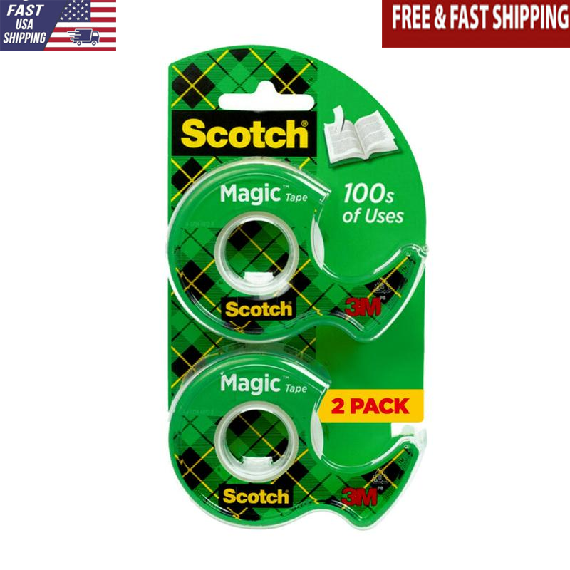 Invisible Tape Dispenser 2 Rolls Clear Repair Mending Office School Supplies New-image