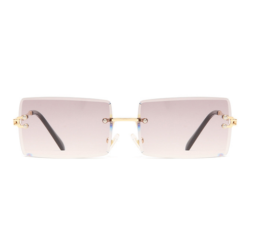 Men Women Retro Rectangle Sunglasses Outdoor Party Travel Rimless UV400 Glasses - Picture 38 of 45