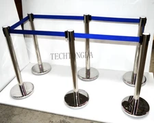 TECHTONGDA 6 Stanchion Posts Queue Pole Retractable Belt Crowd Control #170519
