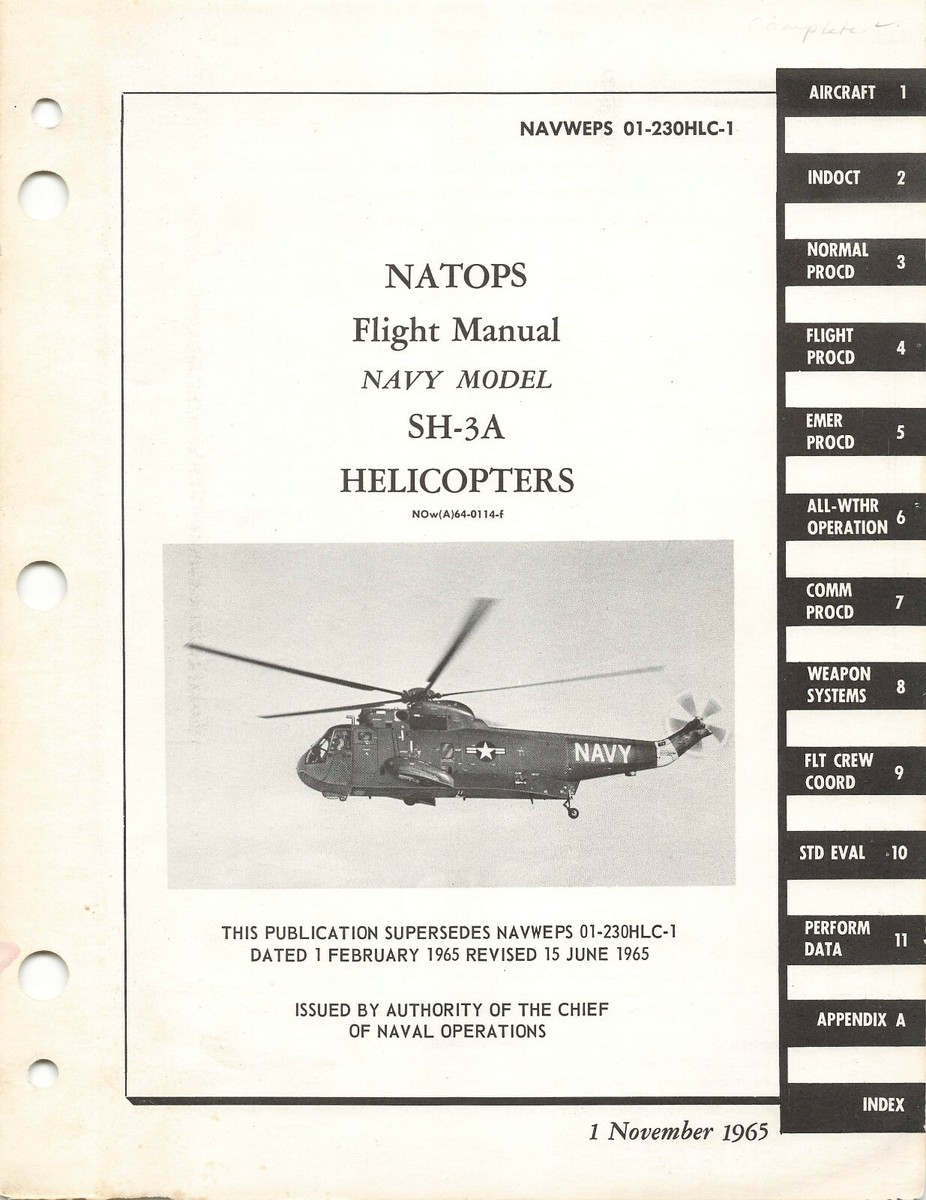SH-3A Helicopter NATOPS 1965 Flight Manual Flight Operating
