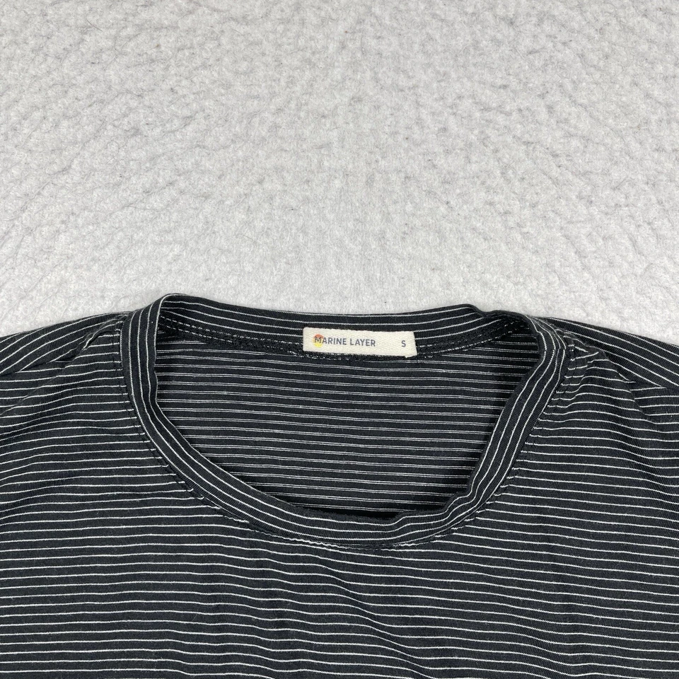 Camisa feminina camada marinha pequena listrada preta casual surfista praia viagem top - Imagem 4 de 4