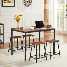 Set of 5 Dining Table & Chairs Set Pub Dinette Kitchen Dining Room Space-Saving