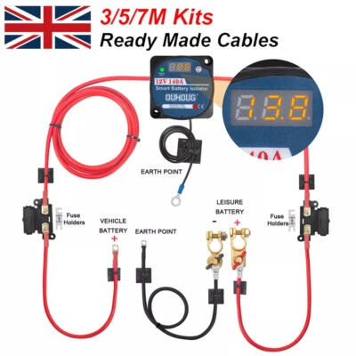 Ready Made Battery Split Charge Relay Kit 12V 140A Digital VSR Sense Camper Van - Image 1 of 4