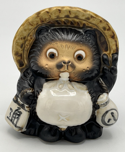 Japanese Tanuki Raccoon Dog Pottery Coin Bank