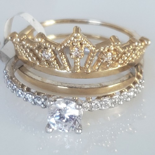 1 carat 2 piece 14k gold round solitaire Engagement jacket guard ring set size 7 - 第 12/12 張圖片