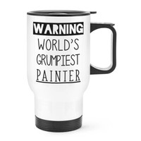 Warnung World's Grumpiest Maler Reise Becher Tasse Mit Griff Toll Best Lustig