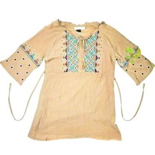 Urban Mangoz Womens Tunic Top or Dress Plus Size 1X Bell Sleeve Embroidered 1XL