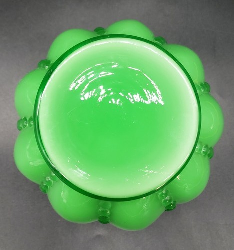 RARE Fenton Green Cased Glass Beaded Melon Bowl Vase! ๐ฅ๐ฅ - Picture 3 of 6
