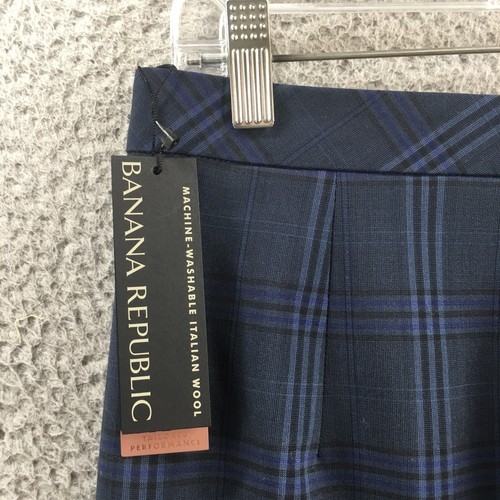 Banana Republic Skyriding Plaid Straight & Pencil Skirt Womens 6 Blue Casual NEW - Picture 3 of 16