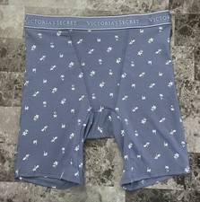 NWT VICTORIA'S SECRET BLUE PALM TREE THICK BAND BOY BRIEF BOXER SHORTS PANTIES