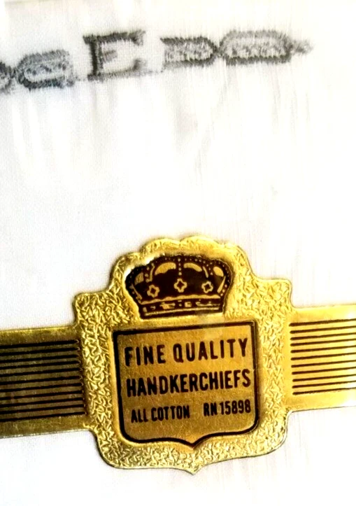 Set of 4 Mens Monogrammed E Starched Linen Handkerchiefs SEALED New in Box - Image 3 of 4