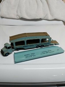 Dinky-Toys-Bedford-and-Pullmore-Car-Transporter-582-Light-Blue-Made-in-England