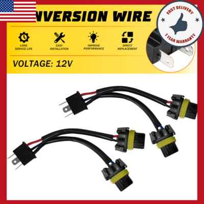 Conversion Wire 9003 H4 9005 TO 9006 Two Harness Head Light Adapter Plug Play