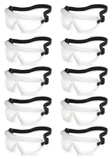 10 Pack/Box Gateway Wheelz Clear ANTI FOG Safety Goggles Low Profile Z87+