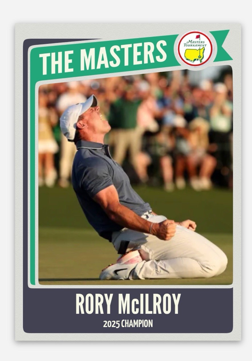 Rory McILROY 2025 Masters Champion Golf Card
