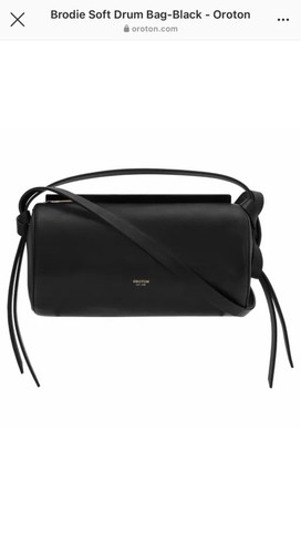Oroton Brodie Black Genuine Leather Soft Drum Shoulder Crossbody Bag Purse