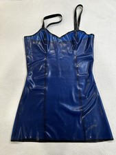 Ego Assasin Latex Rubber Royal Blue Transparent Tiny Dress/Long Tank XS