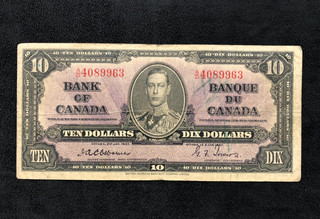 1937 BANK OF CANDA $20 DOLLARS BANKNOTE OTTAWA AE0233006