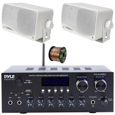 Pyle PDA69BU Bluetooth MP3 Home Receiver, 2x 3.5'' 200W Max Mini Box Speakers