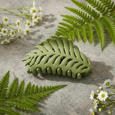 Hair Clip, 1Pc Green Leaf-Shaped Hair Clip with Many Teeth, Big Claw Clips, 3...