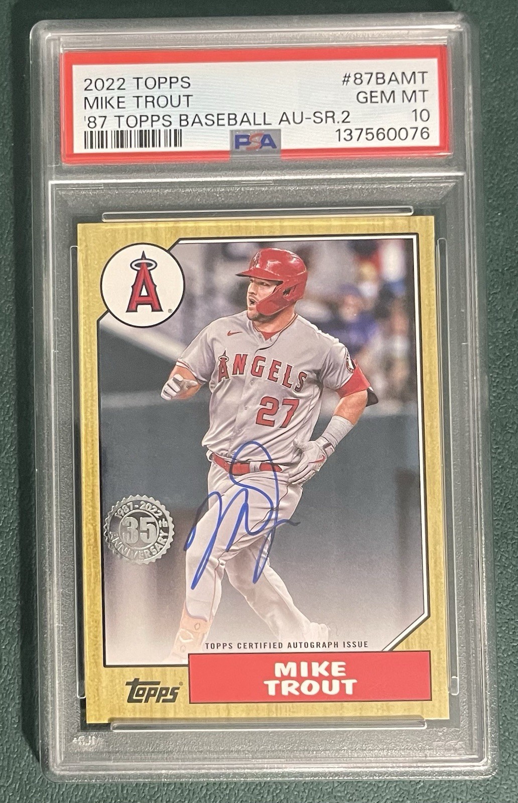 Mike Trout 2022 Topps ‘87 Topps Autograph Series 2 #87BAMT PSA 10 GEM MINT