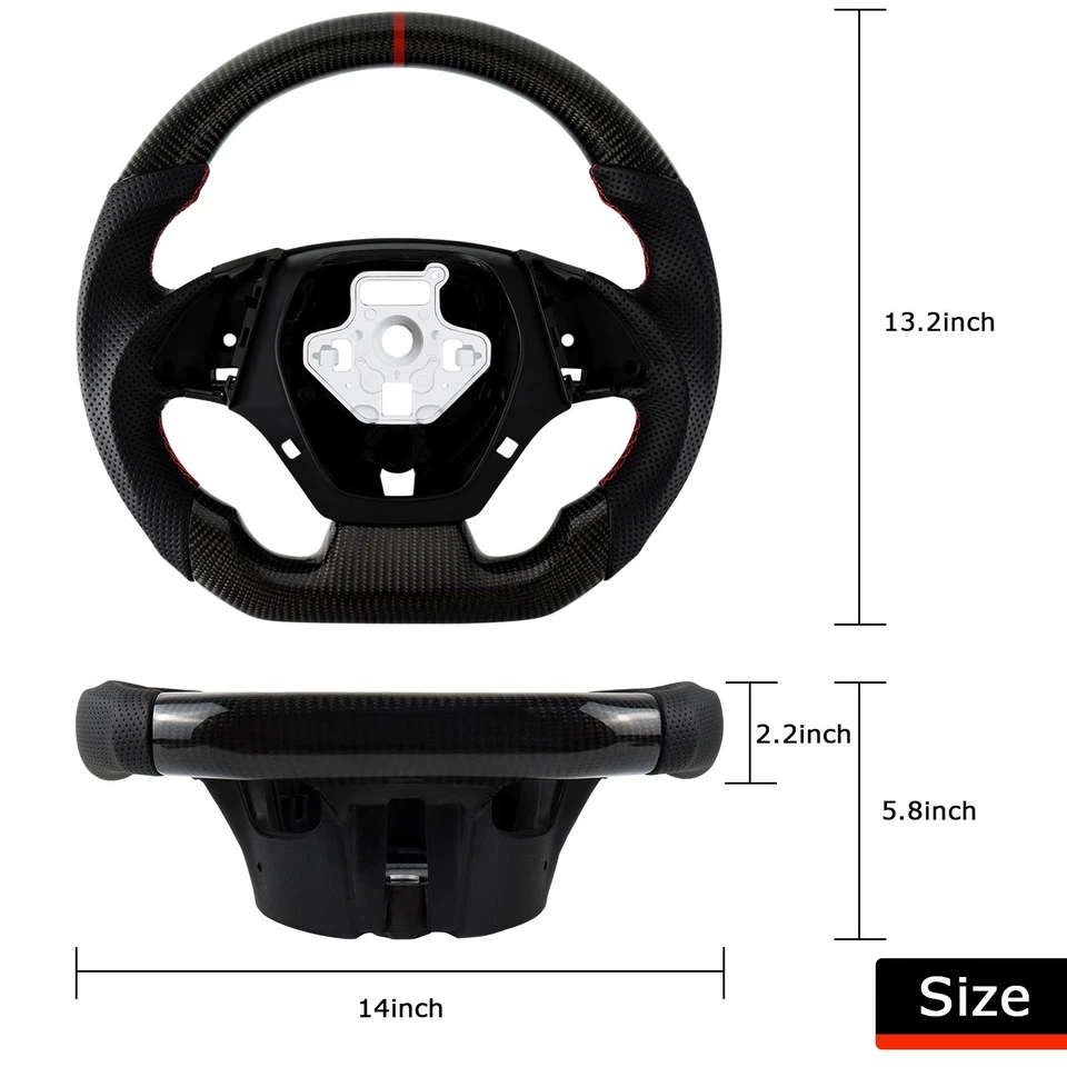 Volante deportivo negro de fibra de carbono real para Chevrolet Camaro 2016-2020 Foto 3 de 4