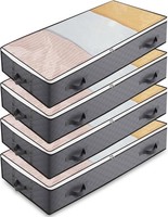 4 StüCk Unterbett Aufbewahrungsbox Mit Deckel, Faltbare, Grau | 90L,