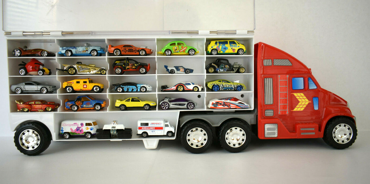 1999 REDBOX GOODYEAR RED SEMI-TRUCK TOY CAR CARRIER #69039 ~ With