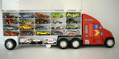 1999 REDBOX GOODYEAR RED SEMI-TRUCK TOY CAR CARRIER #69039 ~ With