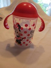 Disney Authentic Minnie Mouse Kids Sippy Cup 12oz Red Polka Dot New