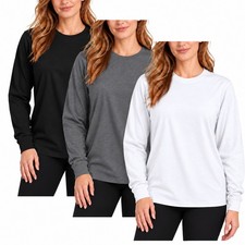 3-Pack Women's Loose Fit Long Sleeve Crew Neck Tee (Sizes- S-2XL) Free Shipping