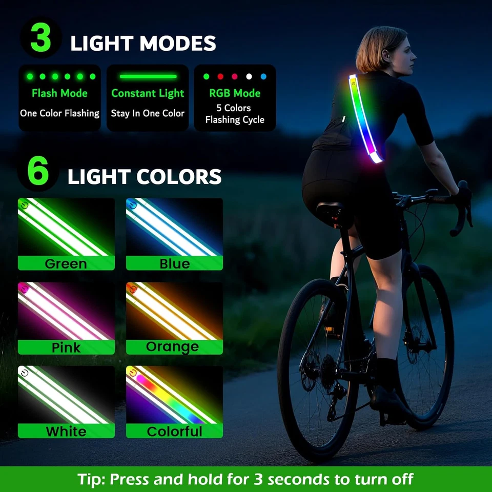 反光皮带装备夜间行走,闪烁 LED 反光带安全 Li — 第 3/4 张图片