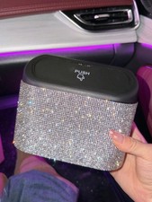 Multicolor Rhinestone Car Trash Can With Push...