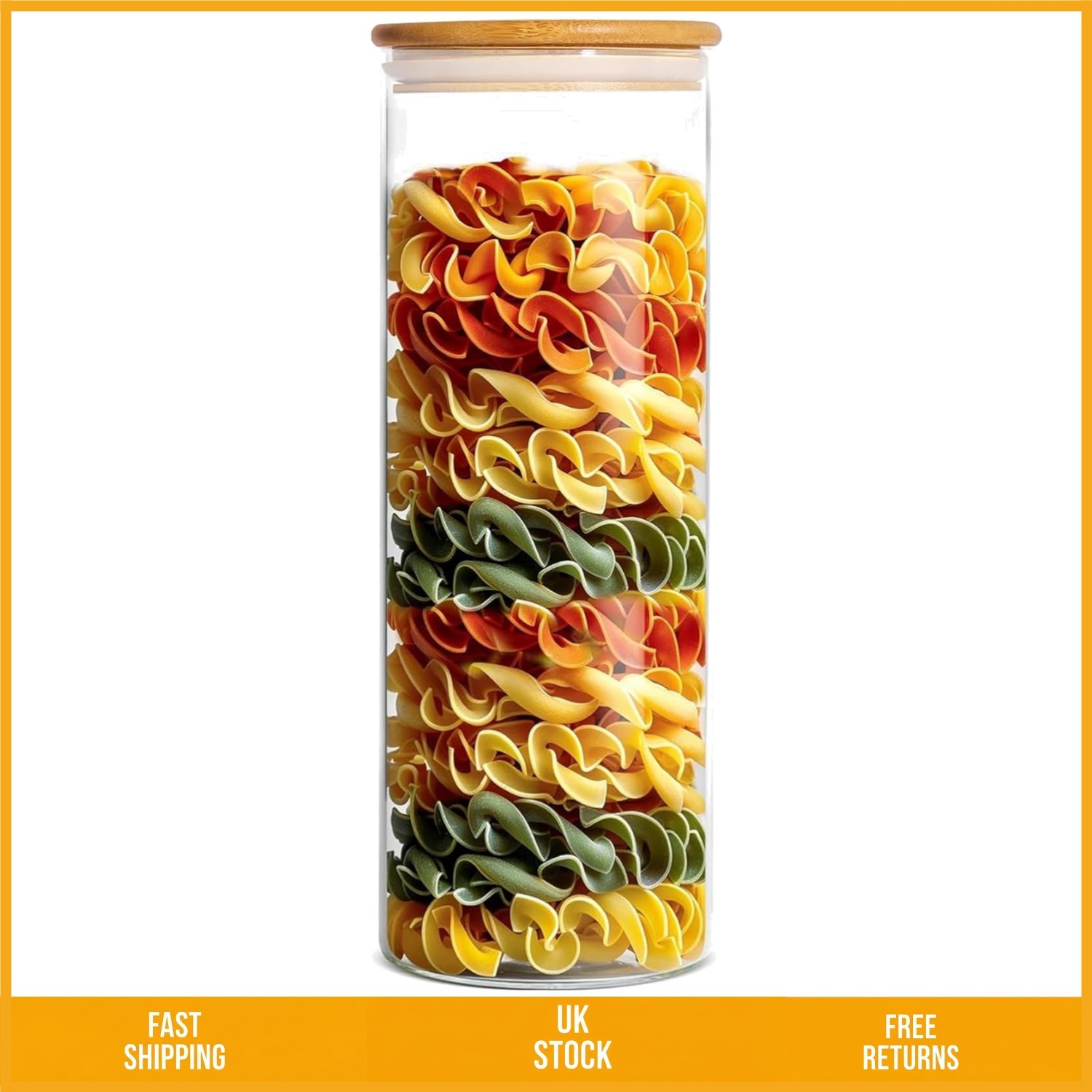 Airtight High Borosilicate Glass Food Storage Jar Spaghetti Canister 2100ML