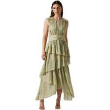 ASTR The Label Floral Sleeveless Tiered Asymmetrical Hem Clio Maxi Dress Size M