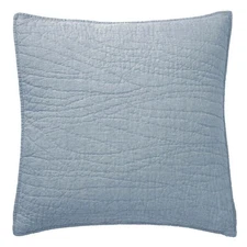 2 Pottery Barn IDS Belgian Flax Linen Chambray Blue Quilted Euro Pillow Sham NWT