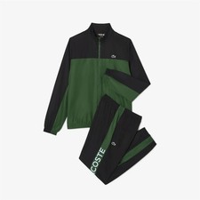 Mens Tracksuit Lacoste Set 2 Piece Black & Green Jacket & Bottoms - Size L