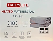DailyLife Heated Mattress Pad, King Size 77" x 80", Dual Controls