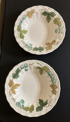 Vintage Metlox Vernon Ware PoppyTrail Vineyard Fruit Dessert Sauce Bowls Set 2