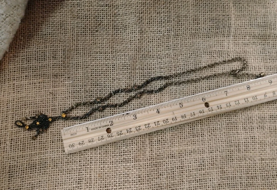 美丽的 Michal Negrin(?) 闪闪发光琥珀色水晶装饰 16 英寸 + 项链! — 第 4/4 张图片