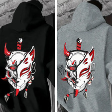 Men's Hoodie Japanese Ukiyo-e Samurai  Cherry Blossom Print Hooded Sweatshirt